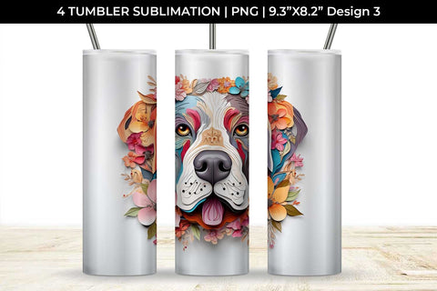 3d Floral Fantasy Saint Bernard Tumbler Wrap Sublimation PNG Bundle Free For Commercial Use Sublimation Sintegra 