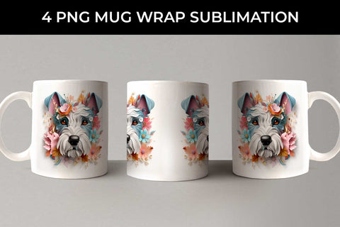 3D Floral Fantasy Schnauzer Mug Sublimation PNG Bundle Free For Commercial Use Sublimation Sintegra 