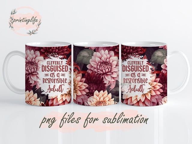 3D floral funny Sarcastic Quote Mug Wrap, 3D floral Press Sublimation Png, Sarcastic Quote Sublimation Designs, Thankful Grateful Blessed 11 oz mug wrap, Fall Mug Press Sublimation Prints Sublimation PrintingLife 