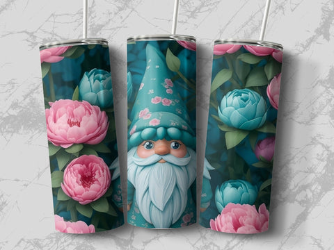 3D Floral Gnome Tumbler wrap Sublimation Luvleigh Digitals 