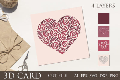 3d floral heart svg, Valentines card papercut, Heart mandala, Shadow box 3D Paper AnastasiyaArtDesign 