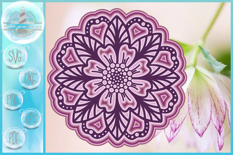 3D Floral Mandala Multi Layered Mandala SVG | 3D Mandala SVG Harbor Grace Designs 
