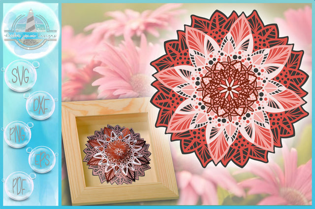 3D Floral Mandala Multi Layered Mandala SVG Files for Cricut SVG Harbor Grace Designs
