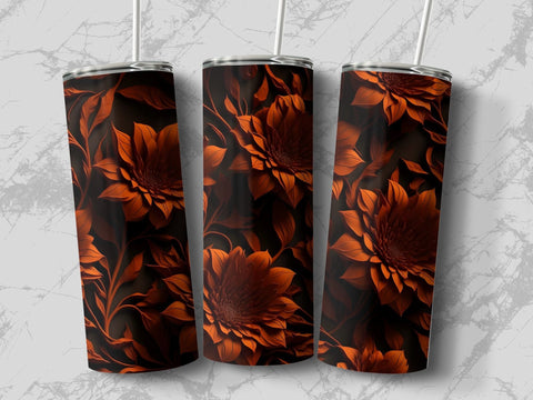 3D Floral Skinny Tumbler Wrap Sublimation Luvleigh Digitals 