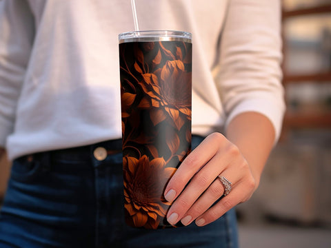 3D Floral Skinny Tumbler Wrap Sublimation Luvleigh Digitals 