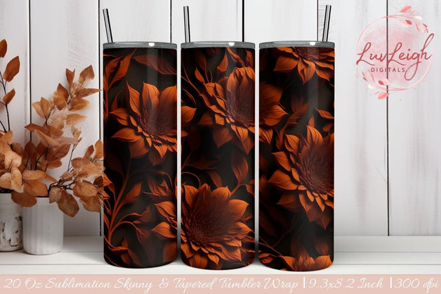 3D Floral Skinny Tumbler Wrap Sublimation Luvleigh Digitals 