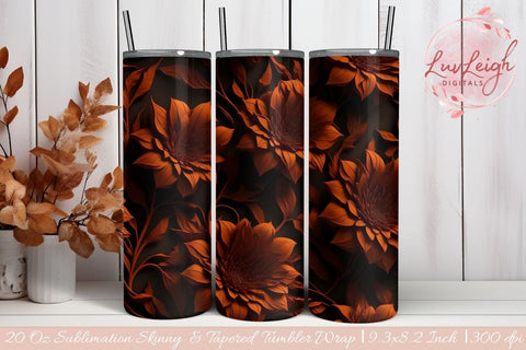 3D Floral Skinny Tumbler Wrap Sublimation Luvleigh Digitals 