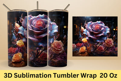 3d Floral Tumbler Sublimation | 3d Tumbler Wrap | PNG Sublimation FloridPrintables 