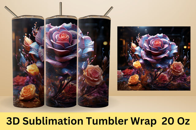 3d Floral Tumbler Sublimation | 3d Tumbler Wrap | PNG Sublimation FloridPrintables 