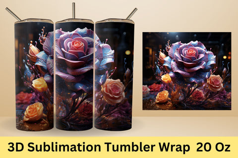 3d Floral Tumbler Sublimation | 3d Tumbler Wrap | PNG Sublimation FloridPrintables 