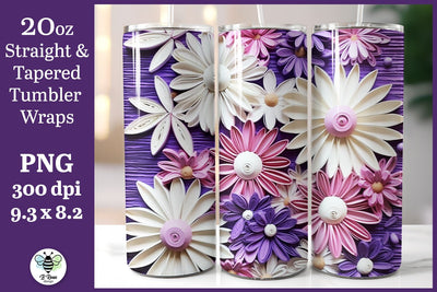 3D Floral Tumbler Wrap | 20oz Tumbler Sublimation PNG Sublimation B Renee Design 