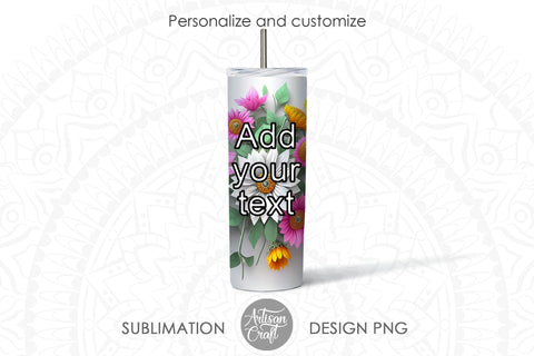 3D Floral tumbler wrap sublimation PNG files Tapered and straight Sublimation Artisan Craft SVG 