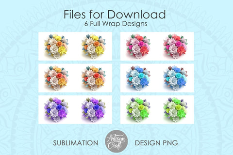 3D Flower 11oz mug wrap for sublimation SVG Artisan Craft SVG 