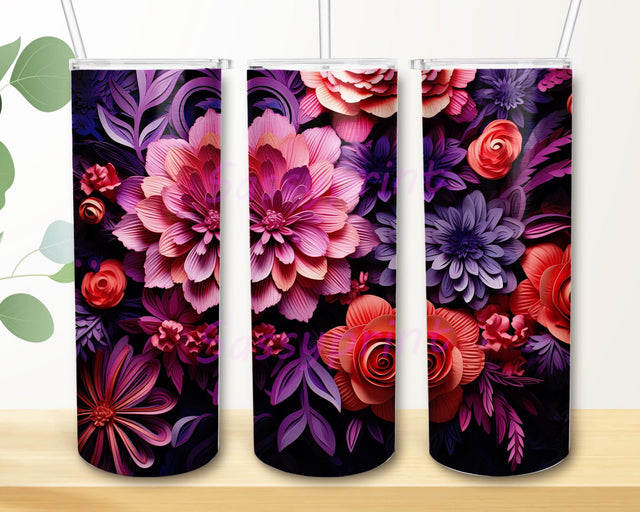 3D Flower Arrangement 20oz Skinny Tumbler Png, 3D Paper Flowers Arranged Tumbler, 3D Flower Tumbler Wrap, Loves Flowers, Instant Digital Download Png Sublimation sassyprint 