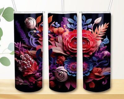 3D Flower Arrangement 20oz Skinny Tumbler Png, 3D Paper Flowers Arranged Tumbler, 3D Flower Tumbler Wrap, Loves Flowers, Instant Digital Download Png Sublimation sassyprint 