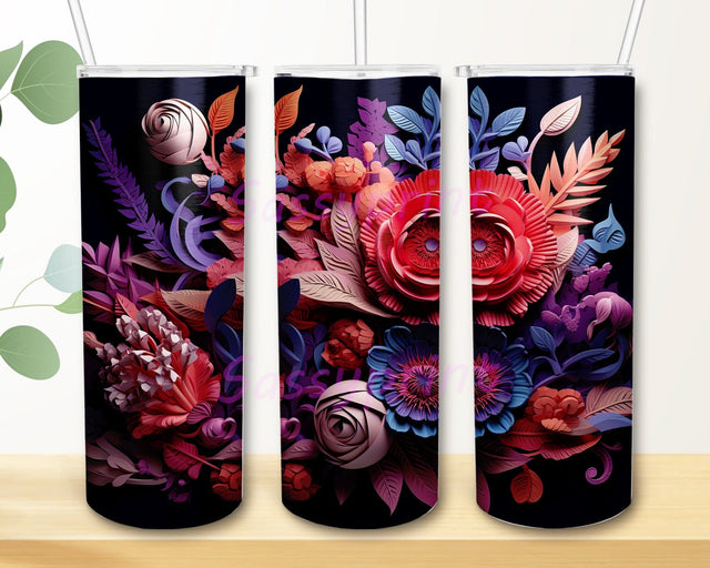 3D Flower Arrangement 20oz Skinny Tumbler Png, 3D Paper Flowers Arranged Tumbler, 3D Flower Tumbler Wrap, Loves Flowers, Instant Digital Download Png Sublimation sassyprint 