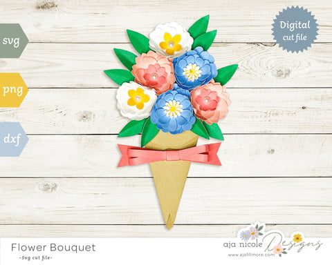 3d Flower Bouquet 3D Paper Aja Nicole Designs 