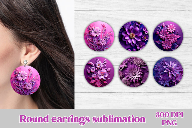 3d flower earring sublimation | 3d flower round earring Sublimation Svetana Studio 