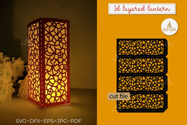 3d Flower lantern template paper cut files 3D Paper Olga Boat Design 