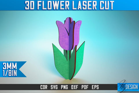 3D Flower Laser Cut SVG | Flower SVG Design | CNC Files SVG Fly Design 