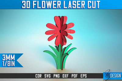 3D Flower Laser Cut SVG | Flower SVG Design | CNC Files SVG Fly Design 