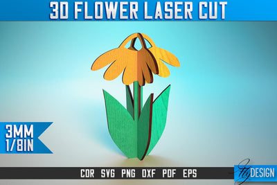 3D Flower Laser Cut SVG | Flower SVG Design | CNC Files SVG Fly Design 