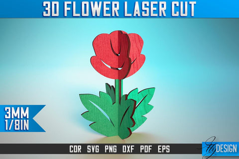 3D Flower Laser Cut SVG | Flower SVG Design | CNC Files SVG Fly Design 