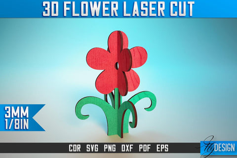 3D Flower Laser Cut SVG | Flower SVG Design | CNC Files SVG Fly Design 