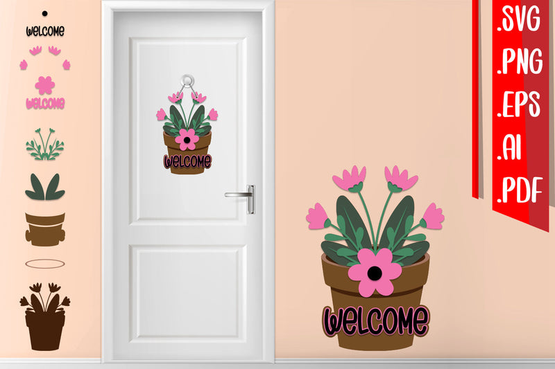 3D Flower Layered Door Sign - svg eps ai png pdf SVG zafrans studio 