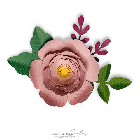 3d Flower + leaves 3D Paper Aja Nicole Designs 