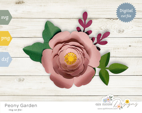 3d Flower + leaves 3D Paper Aja Nicole Designs 