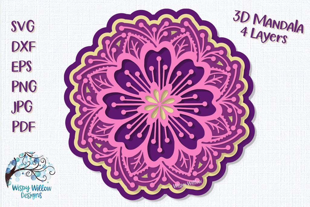 3D Flower Mandala SVG - So Fontsy