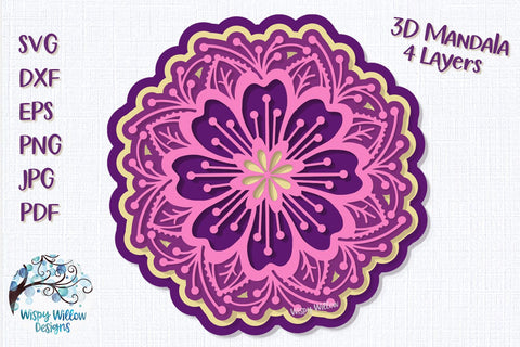 3D Flower Mandala SVG 3D Paper Wispy Willow Designs 