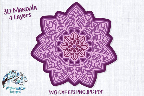 3D Flower Mandala SVG 3D Paper Wispy Willow Designs 