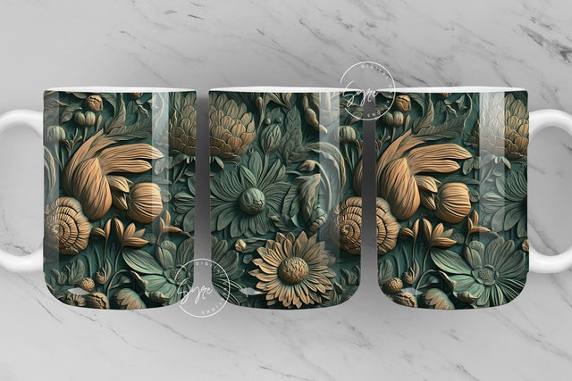 3D Flower Mug, Wild Flower Mug, Wedding Mug Design, Floral Mug PNG, 3D Mural Mug, 11 & 15 Oz Mug Sublimation Wrap, Digital Download Sublimation Syre Digital Creations 