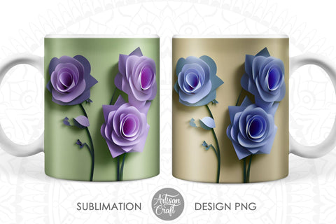 3D flower mug wrap for sublimation Sublimation Artisan Craft SVG 