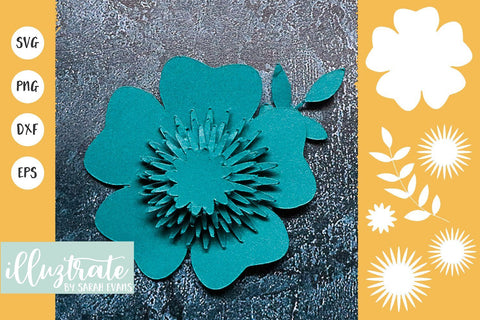 3d Flower Paper Craft Bundle SVG Illuztrate 
