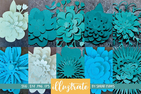 3d Flower Paper Craft Bundle SVG Illuztrate 