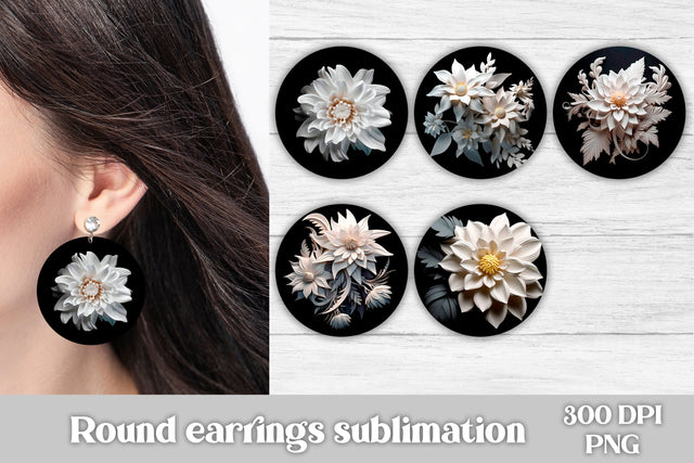 3d flower round earring sublimation | 3d flower earring Sublimation Svetana Studio 
