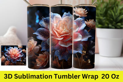 3d Flower Sublimation Tumbler, 3d Tumbler Wrap, Tumbler Wrap Sublimation FloridPrintables 
