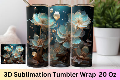 3d Flower Sublimation Tumbler |3d Tumbler Wrap|20 oz Skinny Sublimation FloridPrintables 