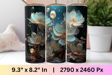 3d Flower Sublimation Tumbler |3d Tumbler Wrap|20 oz Skinny Sublimation FloridPrintables 