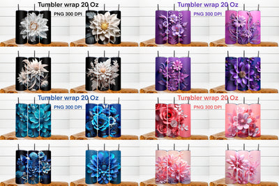 3d flower sublimation tumbler bundle | 3d tumbler wrap Sublimation Svetana Studio 
