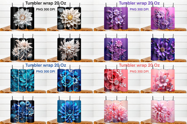 3d flower sublimation tumbler bundle | 3d tumbler wrap Sublimation Svetana Studio 