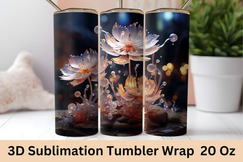 3d Flower Sublimation Tumbler, Floral Tumbler Sublimation Sublimation FloridPrintables 
