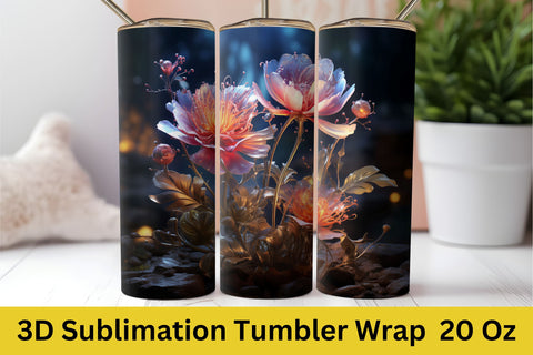 3d Flower Sublimation Tumbler, Tumbler Png Designs Sublimation FloridPrintables 