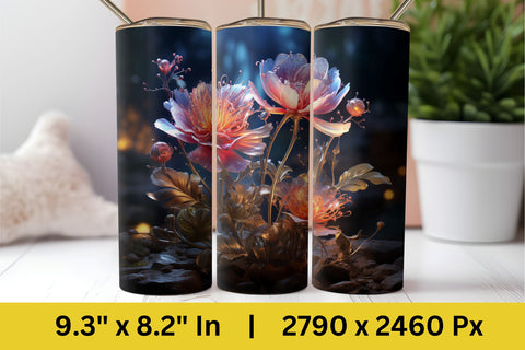 3d Flower Sublimation Tumbler, Tumbler Png Designs Sublimation FloridPrintables 