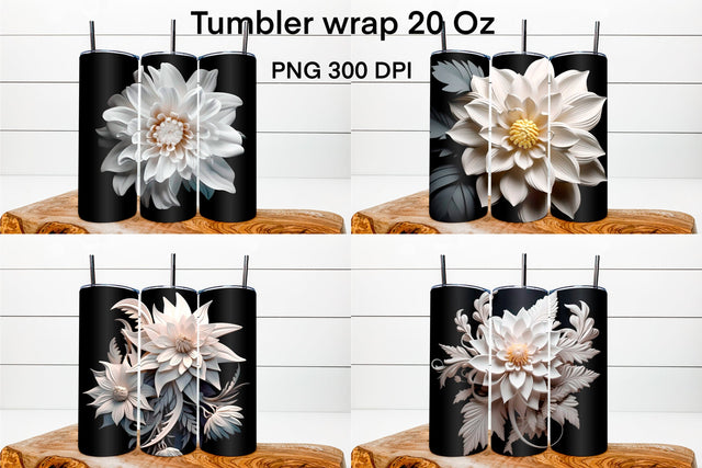 3d flower sublimation tumbler wrap | 3d flower illustration Sublimation Svetana Studio 