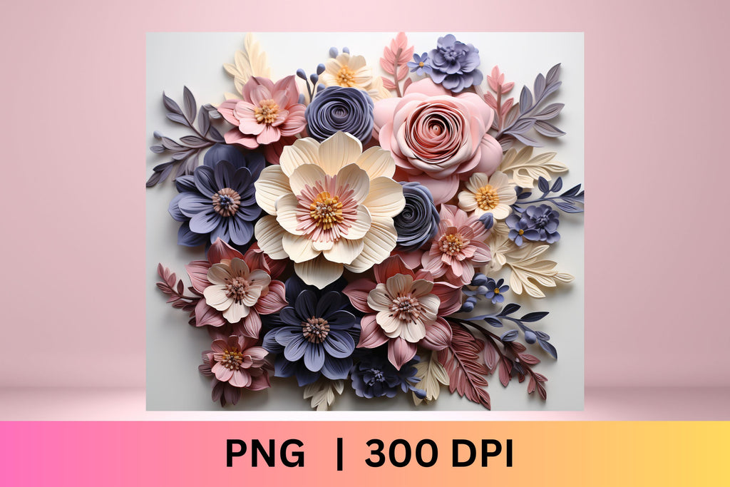3d Flower Sublimation Tumbler Wrap| 3d tumbler wrap | png - So Fontsy