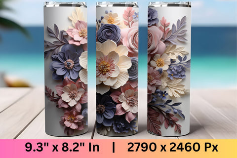 3d Flower Sublimation Tumbler Wrap| 3d tumbler wrap | png Sublimation FloridPrintables 